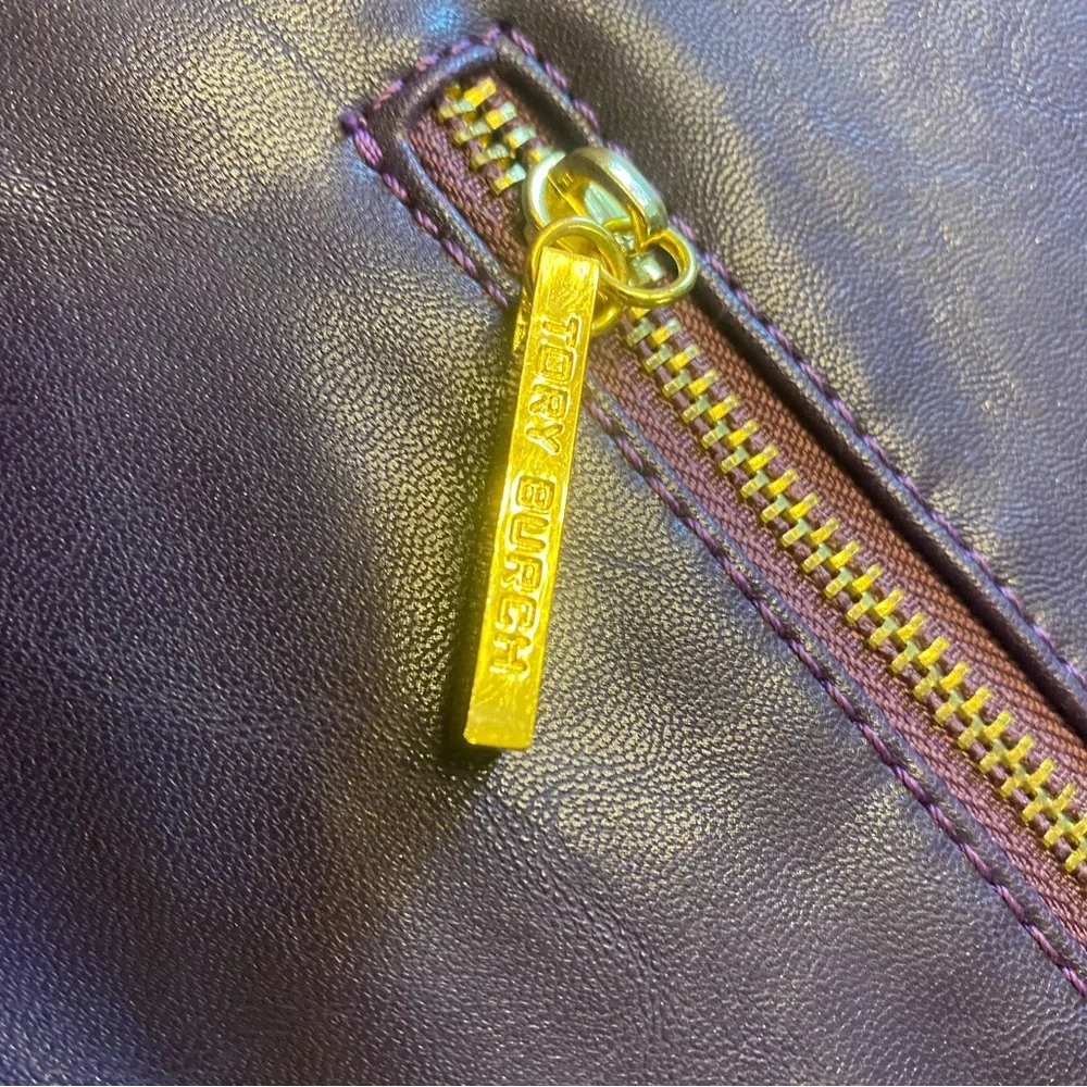 Tory Burch Plum Leather Shoulder/Clutch Bag